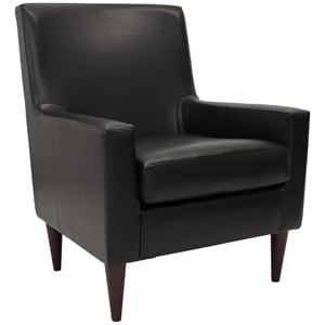 Fox Hill Trading Emma Traditional Faux Leather Arm Chair in Black