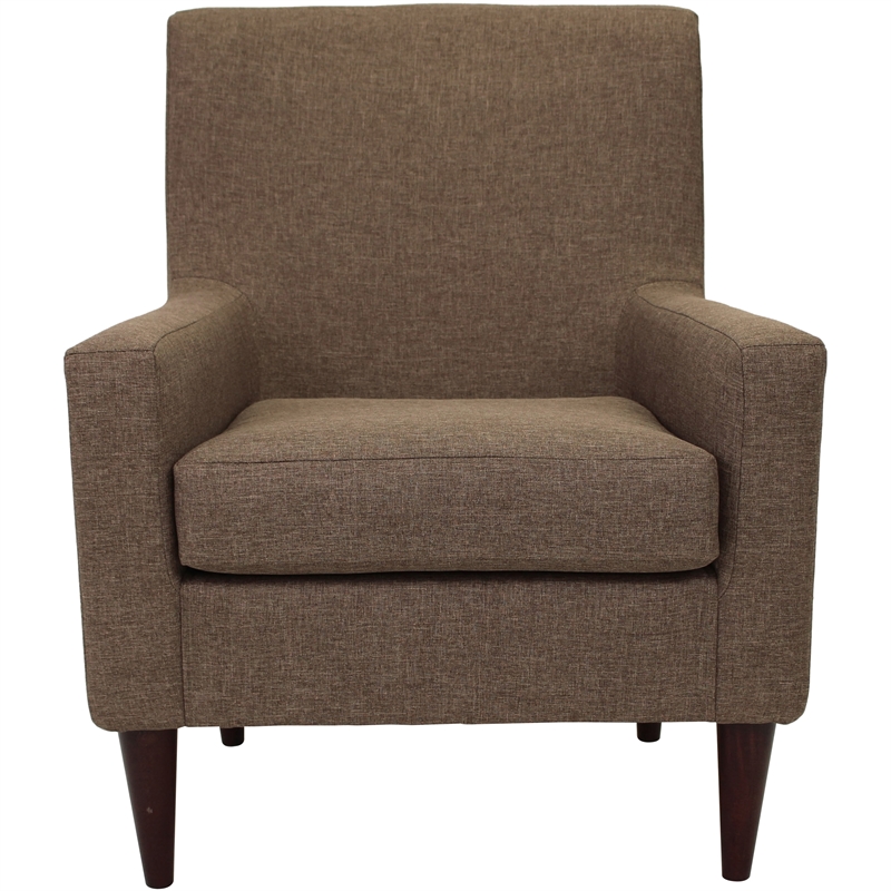 Fox Hill Trading Emma Traditional Fabric Arm Chair in Pecan Brown