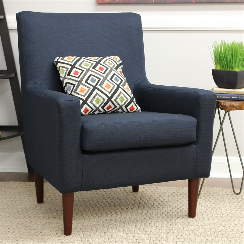 Fox Hill Trading Emma Traditional Fabric Lounge Chair in Midnight Blue