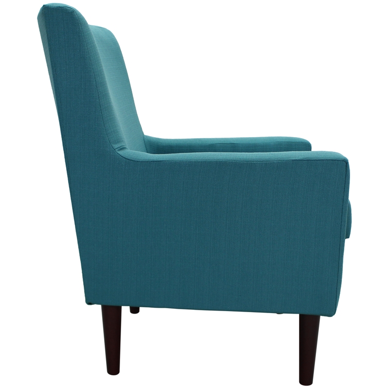 Fox Hill Trading Emma Traditional Fabric Lounge Chair in Teal Blue