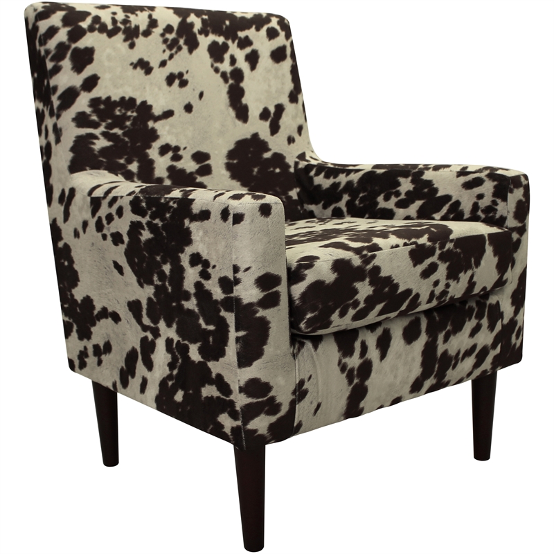 Fox Hill Trading Emma Traditional Fabric Arm Chair in Cowhide Brown