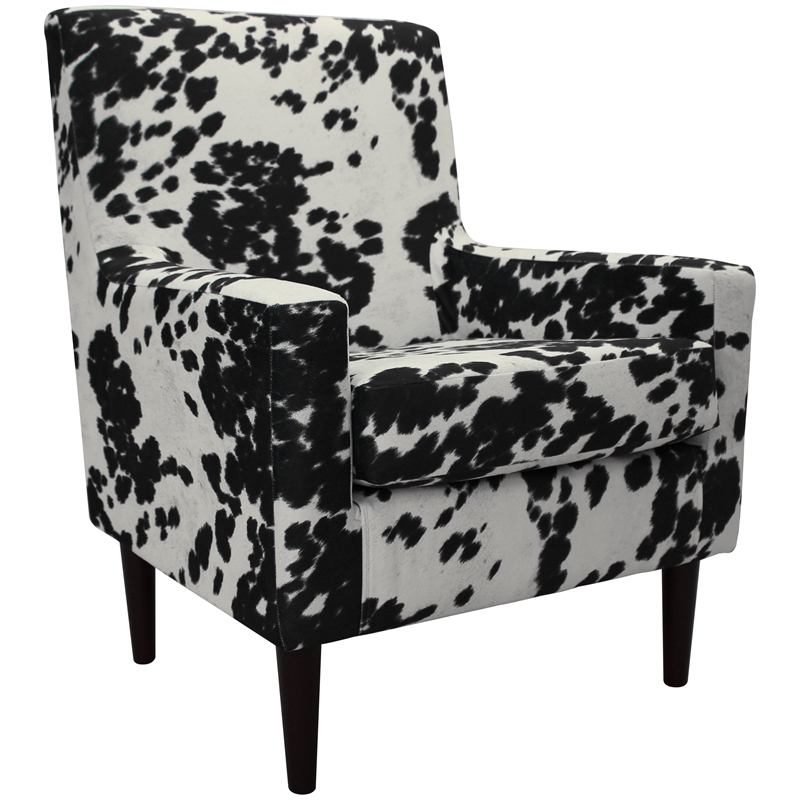 Fox Hill Trading Emma Traditional Fabric Arm Chair in Cowhide Black