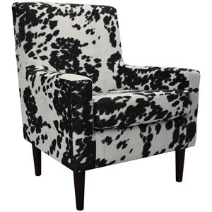 Fox Hill Trading Emma Traditional Fabric Arm Chair in Cowhide Black