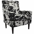 Fox Hill Trading Emma Traditional Fabric Arm Chair in Cowhide Black
