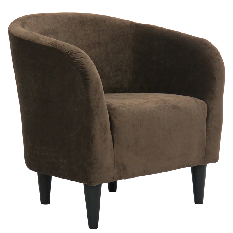 Fox Hill Trading Traditional Polyester Fabric & EPS Curved Tub Chair in Brown