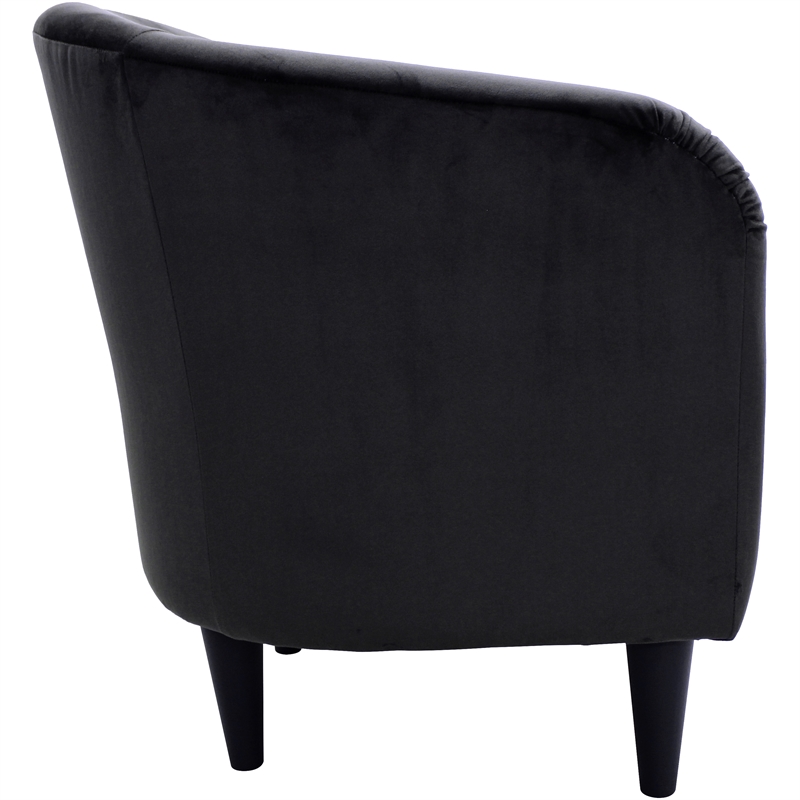 Fox Hill Trading Traditional Polyester Fabric & EPS Curved Tub Chair in Black