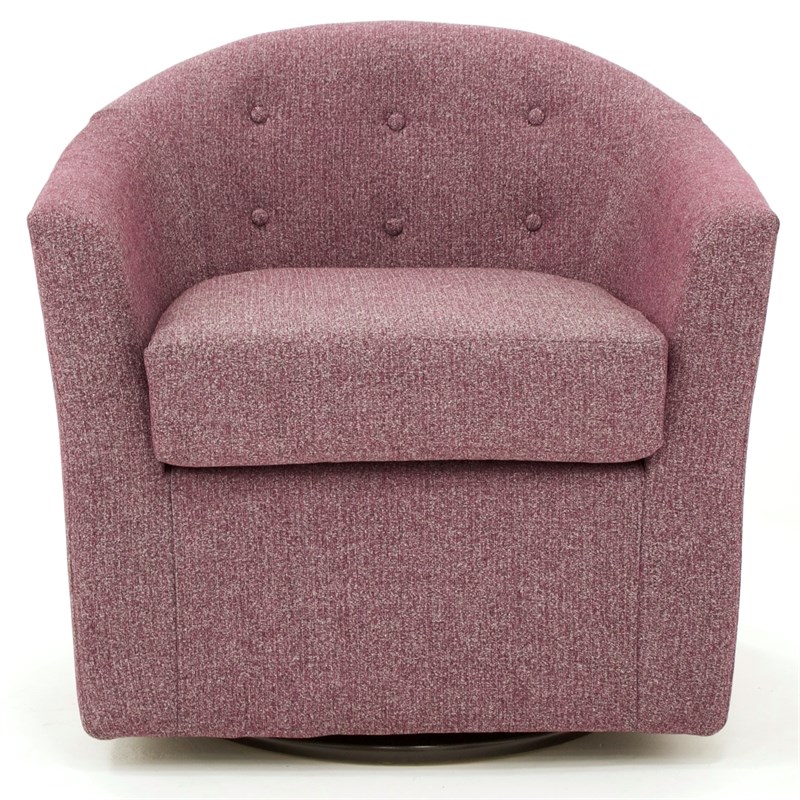 Fox Hill Trading Marissa Traditional Fabric Tufted Swivel Chair in Rose Pink