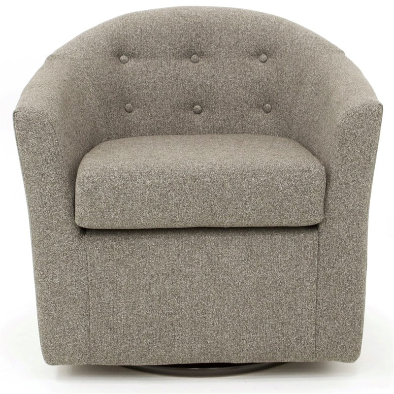 Fox Hill Trading Marissa Traditional Fabric Tufted Swivel Chair in Gray