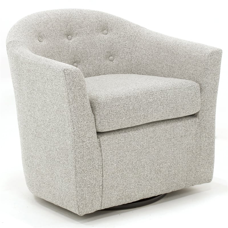 Fox Hill Trading Marissa Traditional Fabric Tufted Swivel Chair in Heather Gray