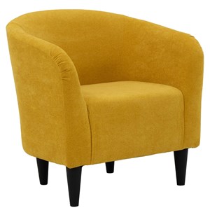 Fox Hill Trading Traditional Polyester Fabric & EPS Curved Tub Chair in Yellow