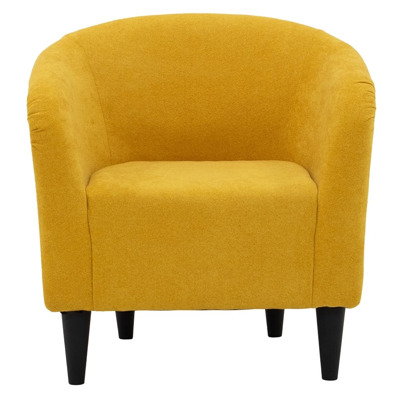 Fox Hill Trading Traditional Polyester Fabric & EPS Curved Tub Chair in Yellow