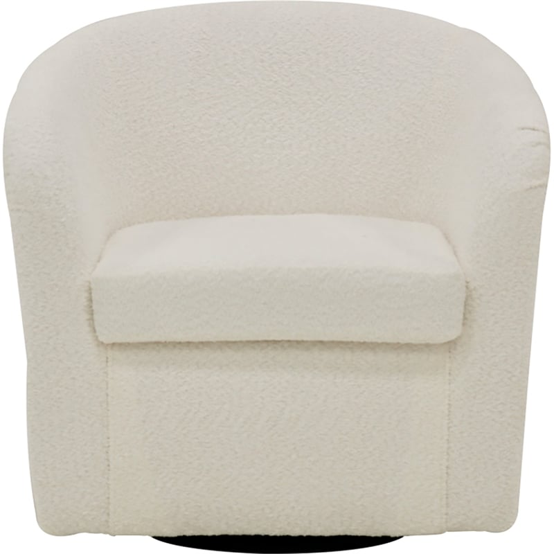 Fox Hill Trading Traditional Fabric Curved Arm Swivel Tub Chair in White