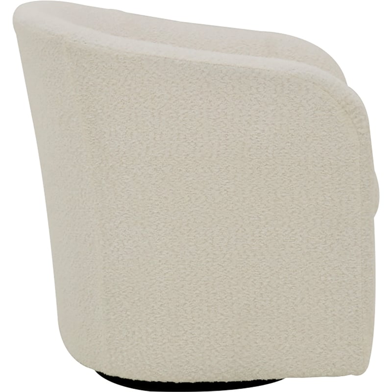 Fox Hill Trading Traditional Fabric Curved Arm Swivel Tub Chair in White