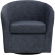 Fox Hill Trading Traditional Fabric Curved Arm Swivel Tub Chair in Dark Blue