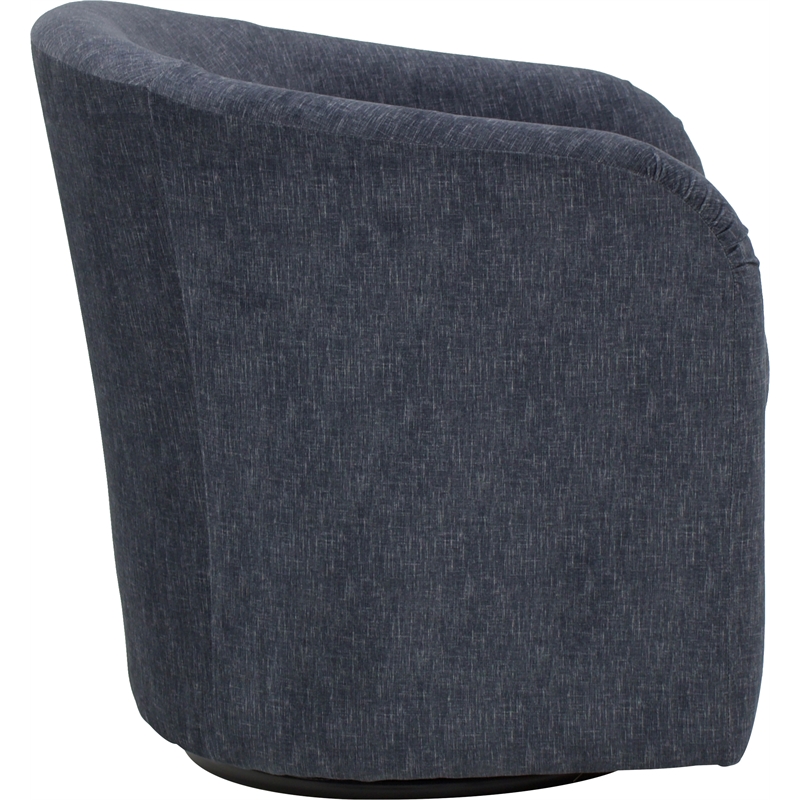 Fox Hill Trading Traditional Fabric Curved Arm Swivel Tub Chair in Dark Blue