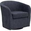 Fox Hill Trading Traditional Fabric Curved Arm Swivel Tub Chair in Dark Blue
