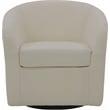 Fox Hill Trading Traditional Fabric Curved Arm Swivel Tub Chair in Cream