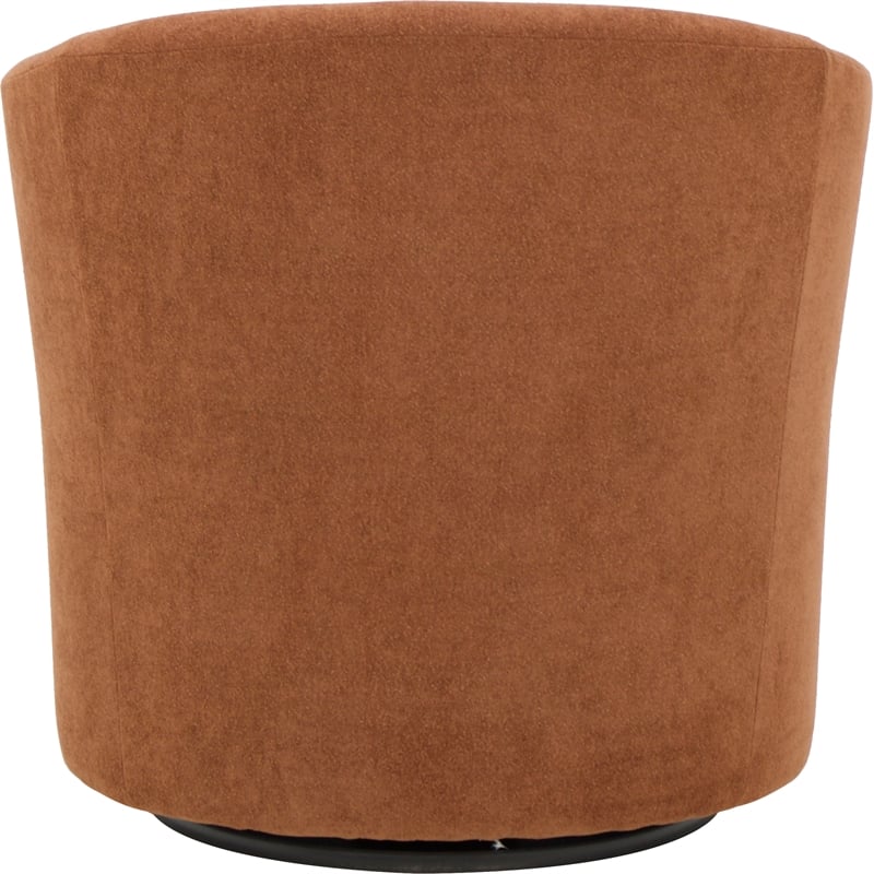 Fox Hill Trading Traditional Fabric Curved Arm Swivel Tub Chair in Burnt Orange