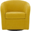 Fox Hill Trading Traditional Fabric Curved Arm Swivel Tub Chair in Yellow