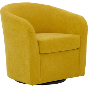 Fox Hill Trading Traditional Fabric Curved Arm Swivel Tub Chair in Yellow