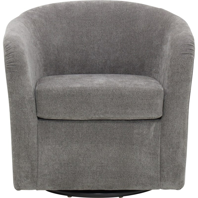 Fox Hill Trading Traditional Fabric Curved Arm Swivel Tub Chair in Gray