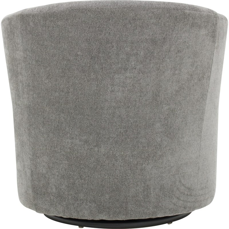 Fox Hill Trading Traditional Fabric Curved Arm Swivel Tub Chair in Gray