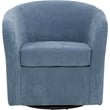 Fox Hill Trading Traditional Fabric Curved Arm Swivel Tub Chair in Light Blue