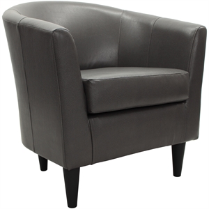 Fox Hill Trading Windsor 17.5&quot Traditional Faux Leather Club Chair in Gray