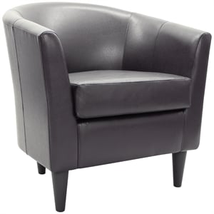Fox Hill Trading Windsor 17.5&quot Traditional Faux Leather Club Chair in Dark Brown