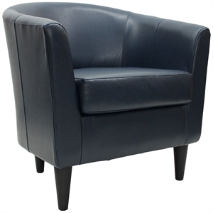 Fox Hill Trading Windsor 17.5&quot Traditional Faux Leather Club Chair in Navy Blue