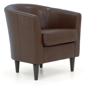 Fox Hill Trading Windsor 17.5&quot Traditional Faux Leather Club Chair in Brown