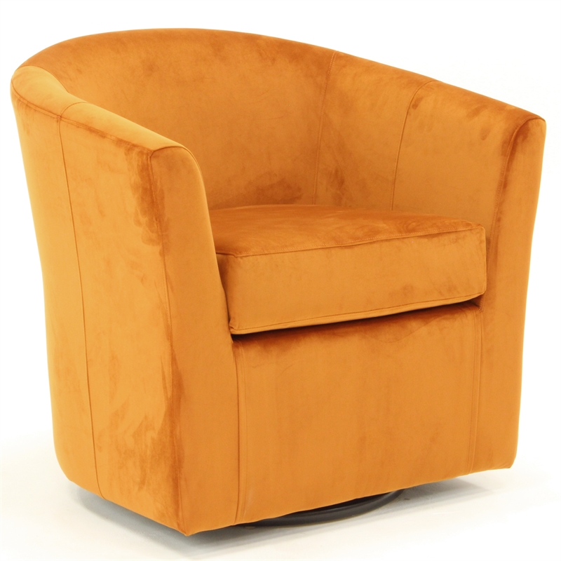 Fox Hill Trading Windsor Traditional Fabric Swivel Club Chair in Orange