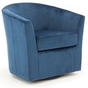 Fox Hill Trading Windsor Traditional Fabric Swivel Club Chair in Blue