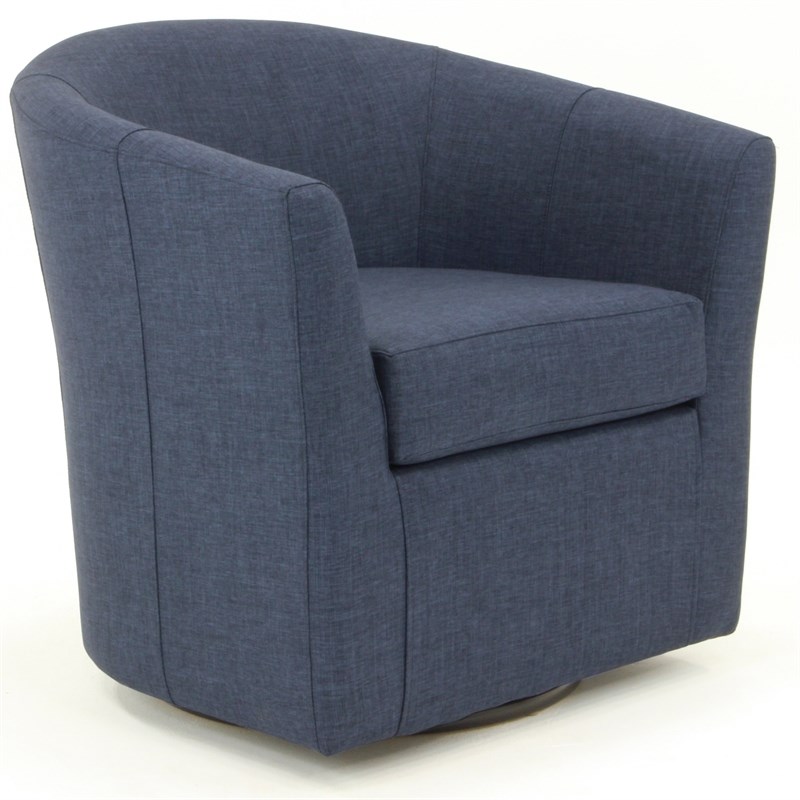Fox Hill Trading Windsor Traditional Fabric Swivel Club Chair in Navy Blue