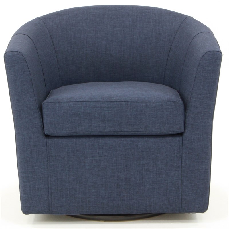 Fox Hill Trading Windsor Traditional Fabric Swivel Club Chair in Navy Blue