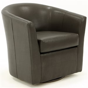 Fox Hill Trading Windsor 19&quotH Faux Leather Swivel Club Chair in Charcoal