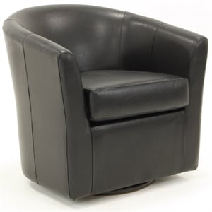 Fox Hill Trading Windsor 19&quotH Faux Leather Swivel Club Chair in Black