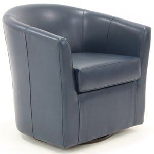 Fox Hill Trading Windsor 19&quotH Traditional Faux Leather Swivel Club Chair in Blue