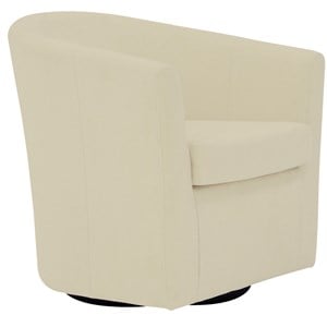 Fox Hill Trading Windsor Traditional Fabric Swivel Club Chair in Off White