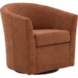 Fox Hill Trading Windsor 19&quotH Traditional Fabric Swivel Club Chair in Orange