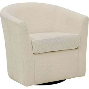 Fox Hill Trading Windsor 19&quotH Traditional Fabric Swivel Club Chair in Off White