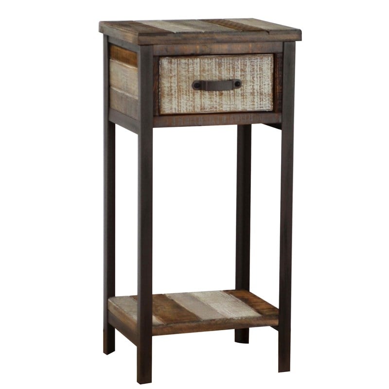 Gallerie Decor Soho Coastal Solid Wood/Iron Accent Table in Beige