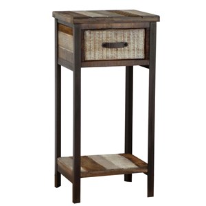 Gallerie Decor Soho Coastal Solid Wood/Iron Accent Table in Beige