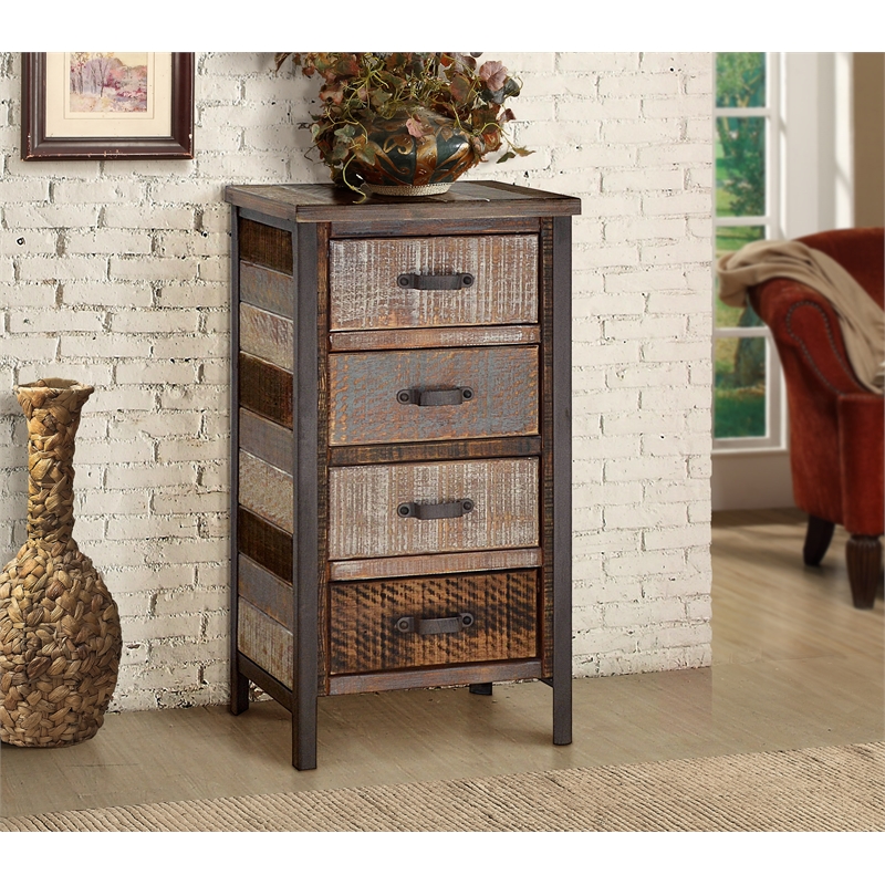 Gallerie Decor Soho Modern Solid Wood/Iron Accent Cabinet in Beige