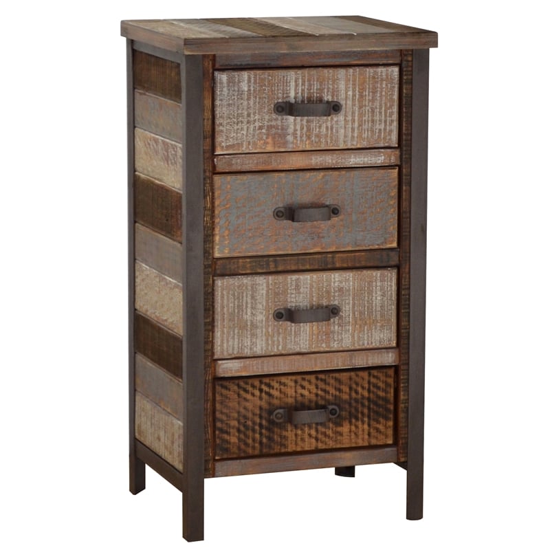 Gallerie Decor Soho Modern Solid Wood/Iron Accent Cabinet in Beige