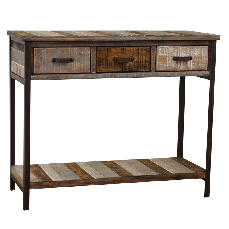 Gallerie Decor Soho Transitional Solid Wood/Iron Console Table in Beige