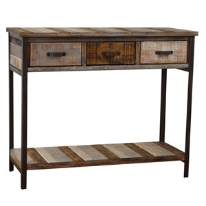 Gallerie Decor Soho Transitional Solid Wood/Iron Console Table in Beige