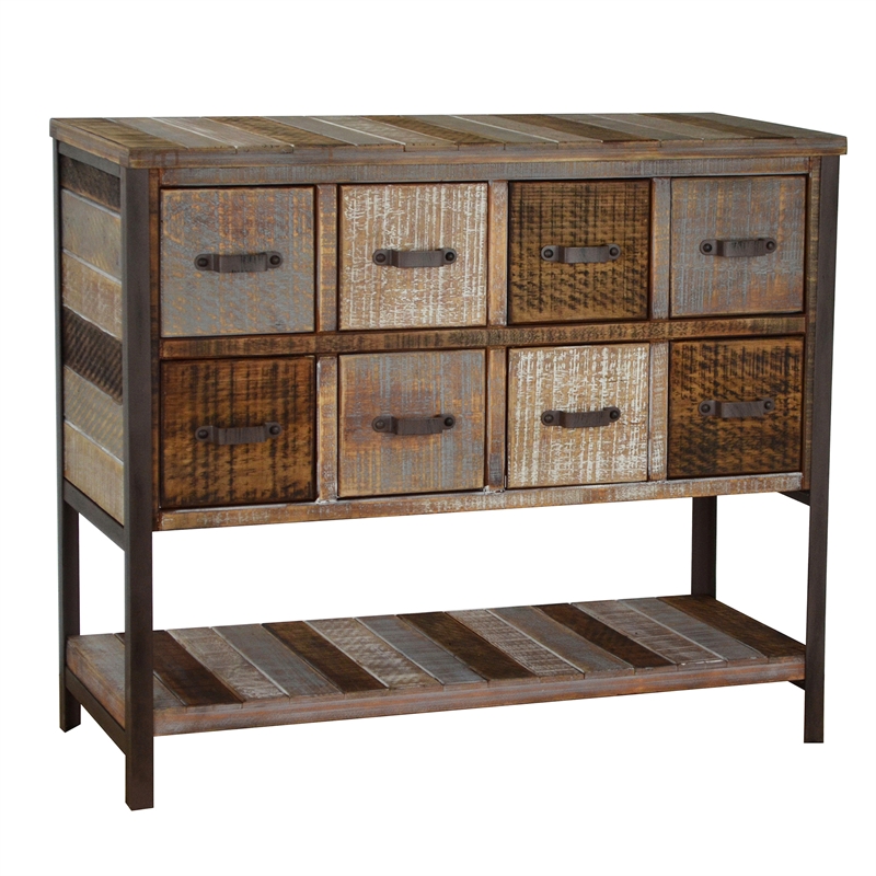 Gallerie Decor Soho Transitional Solid Wood/Steel Chest in Beige