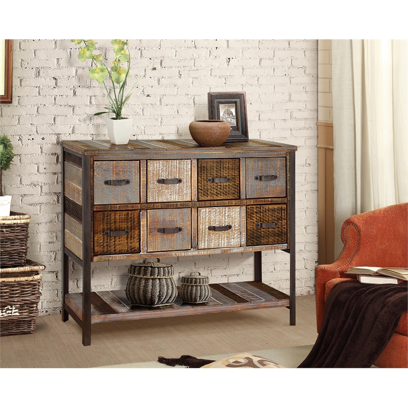 Gallerie Decor Soho Transitional Solid Wood/Steel Chest in Beige