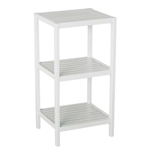 Gallerie Decor Natural Spa 3-Shelf Transitional Bamboo Tower in White